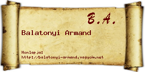 Balatonyi Armand névjegykártya